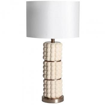 Lámpara de Sobremesa Ofra de Cerámica en color Blanco/Oro - Pack de 2 - Dimensiones: 38x38x73cm