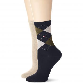 Tommy Hilfiger TH Women Check Sock 2P, Calcetines para Mujer, Mehrfarbig