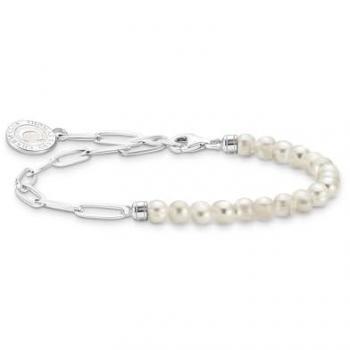 Charm Bracelets Charmista White Silver Freshwater Pearl Bracelet A2129-158-14 / Size 17 cm