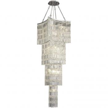 Lámpara colgante Gianni Tall 11 Bulb cromo pulido / cristal, Araña de luces colgante de techo alto 11 Cromo pulido claro, Cristal
