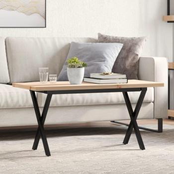 Mesa baja de salón X-Frame 90x40x45,5 cm en pino macizo y hierro fundido