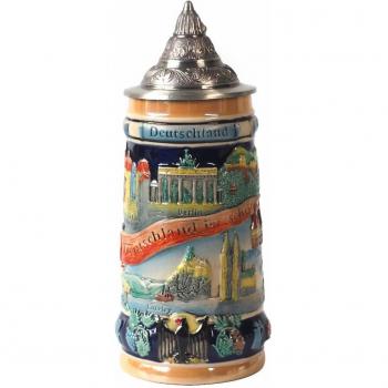 Amoy-Art Jarra de Cerveza Alemana Personalizada Taza Panorama de Berlin Mug 0.6 Liter