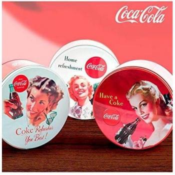 Genérico - Caja vintage metálica circular coca-cola