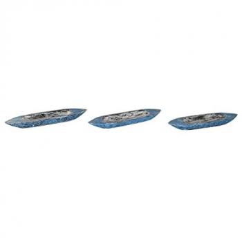Centro de Mesa DKD Home Decor Mediterráneo 80 x 18,5 x 7 cm Azul Blanco Marino (3 Piezas)