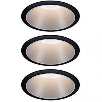 Set de 3 focos empotrables LED Cole, 6,5W, 2700K, negro/plata, con función de atenuación