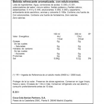 Aquarius - Zero Azúcar Naranja, 330ml