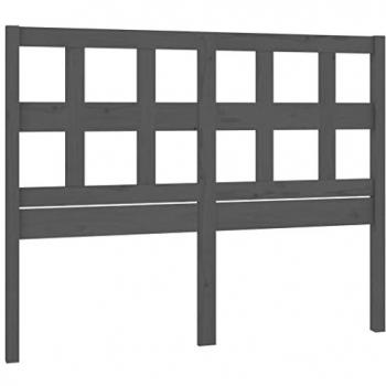 Cabecero de cama madera maciza de pino gris 125,5x4x100 cm