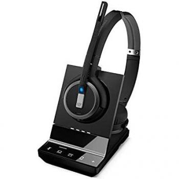 Auricular DECT Inalámbrico Binaural EPOS Sennheiser IMPACT SDW 5065 con Base para Teléfono Móvil y Skype for Business