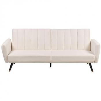 Sofá Cama Convertible Beige Claro Tapizado en Tela con Respaldo Acolchado Elegante Vimmerby