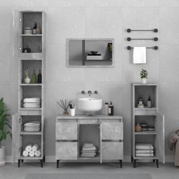 Set de Muebles de Baño 3 Piezas de Hormigón y Madera Gris Multicapa