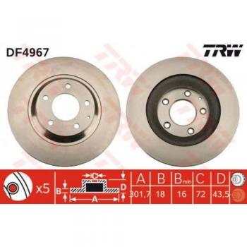 TRW AUTOMOTIVE AFTERMARKET DF4967 TRW, negro