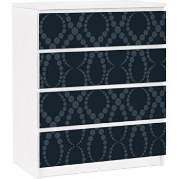 Vinilo adhesivo para muebles IKEA - Malm Dresser 4xDrawers - Black pearl ornamentation, Tamaño:4 veces 20cm x 80cm