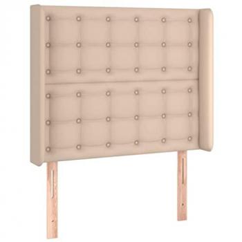 Cabecero con LED cuero sintético capuchino 93x16x118/128cm