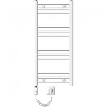 Radiador eléctrico de baño Luxebath Sahara 400x800 mm blanco con conexión lateral recta y resistencia de inmersión 300W