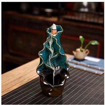 MAKMYES Quemador De Incienso De Reflujo Hecho a Mano, Conos De Incienso De Cerámica Zen Quemador De Incienso, Regalo De Artesanía De Decoración del Hogar con Cono De Incienso De Reflujo De 10 Piezas