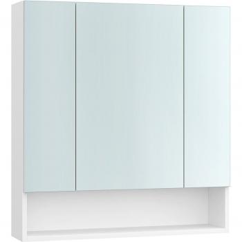Armario de Baño de Pared con Puertas de Espejo, Estantes Ajustables y Compartimento Abierto, 16.5x70x75 cm, Blanco Nube