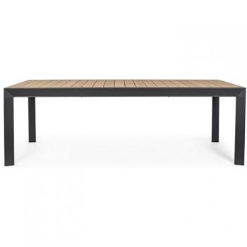 Mesa de Jardín Extensible Belmar 220-340 x 100 cm, Estructura de Aluminio y Tablas de Madera