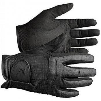 Guantes de equitación Horze Elisabeth de cuero sintético para mujer, color negro (L, XL)