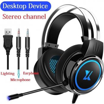 Conjunto 3 en 1 para juegos: Teclado, Ratón de 2400DPI y Auriculares con Micrófono Retroiluminados LED - Negro