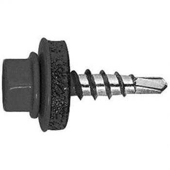 Index AFPG144835 - Tornillo punta broca reducida cubierta metal-madera + arandela P-14 4,8x35 RAL 8019