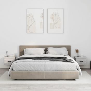 Mesitas de noche de pared 2 unidades 41,5x36x28 cm en color blanco y negro brillante, ideales para dormitorio, salón o estudio, también disponibles en gris Sonoma
