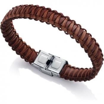 Pulsera Viceroy Air de Acero y Piel Trenzada en Marrón