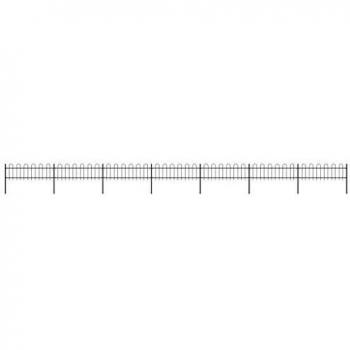 vidaXL Garden Fence with Hoop Top Steel 11.9x0.6 m Black