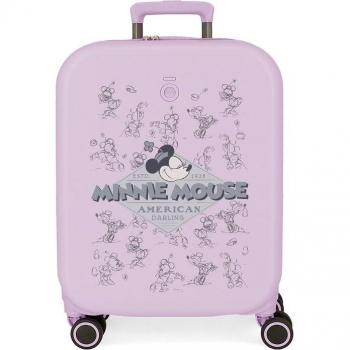 Disney - Maleta de cabina Disney 100 Happiness expandible rígida Minnie Lila 55 cm 37 L