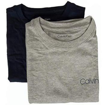 Calvin Klein Pack de chicos 2 perforar cuello manga corta camiseta Heather gris azul sombra medio