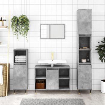 Armario de baño de madera contrachapada gris hormigón 30x30x100 cm vidaXL, mueble de baño de hormigón gris 30x30x100 cm de madera multicapa