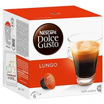 Café Lungo Premium Dolce Gusto - Estuche de 16 cápsulas, Intensidad 6, mezcla de Arábica de Etiopía, Brasil y Colombia