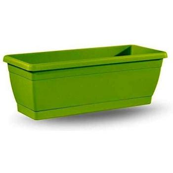 Jardinera Exterior Grande de Plástico con Plato 60 cm - Modelo Roxanne en Color Terracota
