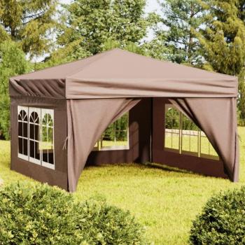 Tienda de campaña plegable 3x3 m con paredes laterales color gris taupe