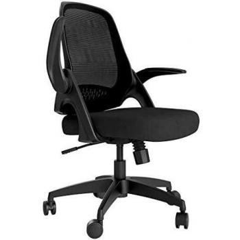 Hbada Silla de oficina Silla de escritorio ergonómica Silla giratoria con reposabrazos plegables Silla de malla para computadora Silla de trabajo silla ligera negro