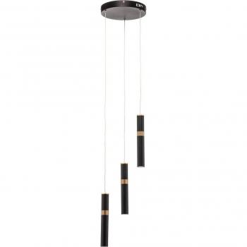 Lámpara colgante LED Lucande Bjarko, moderna, 3 luces, negro, metal, para cocina