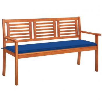 Banco de jardín de 3 plazas en madera maciza de eucalipto con almohada de 150 cm