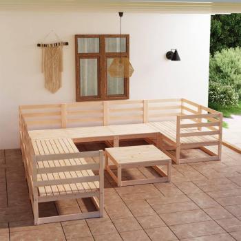 vidaXL Sofá de jardín 9 piezas de madera maciza de pino
