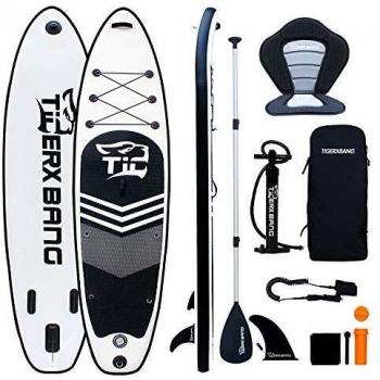Tabla de Paddle Inflable TIGERXBANG con Asiento de Kayak | 320x82x15cm | 305x82x15cm | Para Adultos y Niños | Kit Completo ISUP