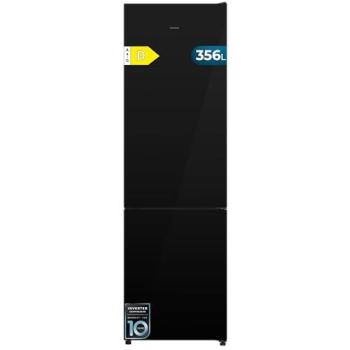Frigorífico Combi Cecotec Bolero CoolMarket 356L Black Glass, 200cm Alto, 59.5cm Ancho, Clase E, Tecnología Multi Airflow, FreshnessFlex y HumidityFlex HUB