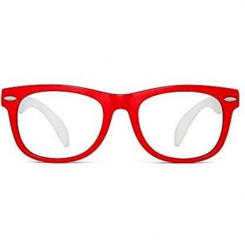 Niños Gafas Bloqueo Luz Azul Hijos Anteojos Anti Fatiga Visual Para Computadora,Teléfonos,TV,Vídeo,Juego Niñas Chicos Marco Rojo Templo Blanco