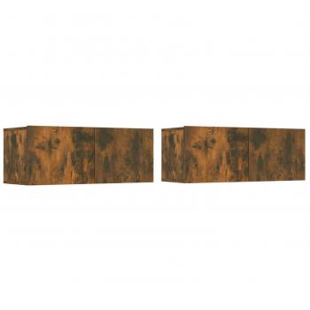 Mueble de TV 2 piezas Smoke Oak 80x30x30 cm madera multicapa color roble contrachapada