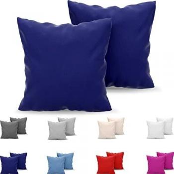 Dreamzie - Set de 2 x Funda de Almohada 60x60 cm, Azúl Oscuro, Microfibra