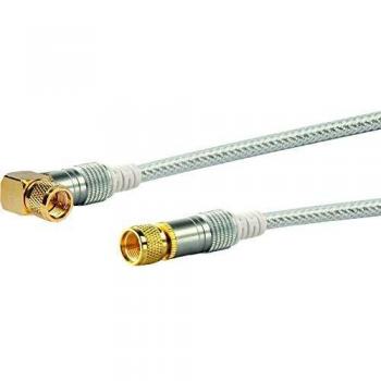 Cable Coaxial SAT Schwaiger 5m F a F 90° 110dB 4-fach blindado con tuerca dorada transparente