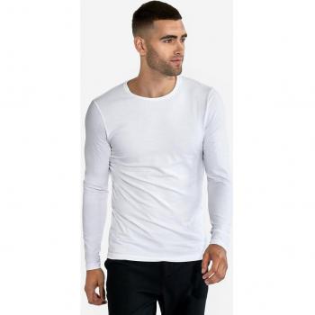Camiseta cuello caja manga larga algodón orgánico blanca para hombre