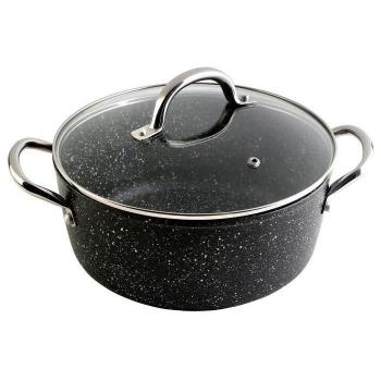 Cacerola Wecook Granite 20cm Inducción, Antiadherente Ecológico sin PFOA, Aluminio Forjado con Tapa de Vidrio