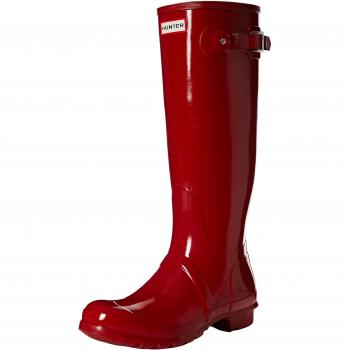 Hunter Women's Original Tall Glossy Rain Boots - Red - Size 8