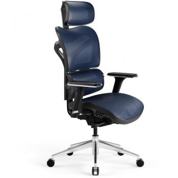 Silla Gaming Diablo V-Commander Ergonómica Negra-Azul con Reposabrazos 3D, Reposacabezas y Asiento Ajustables, Soporte Lumbar y Tejido de Malla