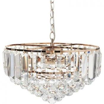 Lámpara de Araña Colgante Glamourosa en Metal y Cristales Dorados ⌀ 49 cm