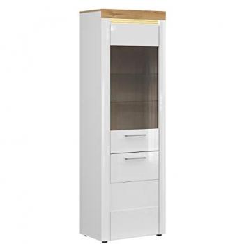 Vitrina 2 puertas con LED en blanco y madera estratificada