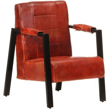 Sillón de cuero auténtico de cabra 60x80x87 cm Marrón oscuro